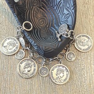 Elegant Queen Elizabeth II Coin Charm Bracelet